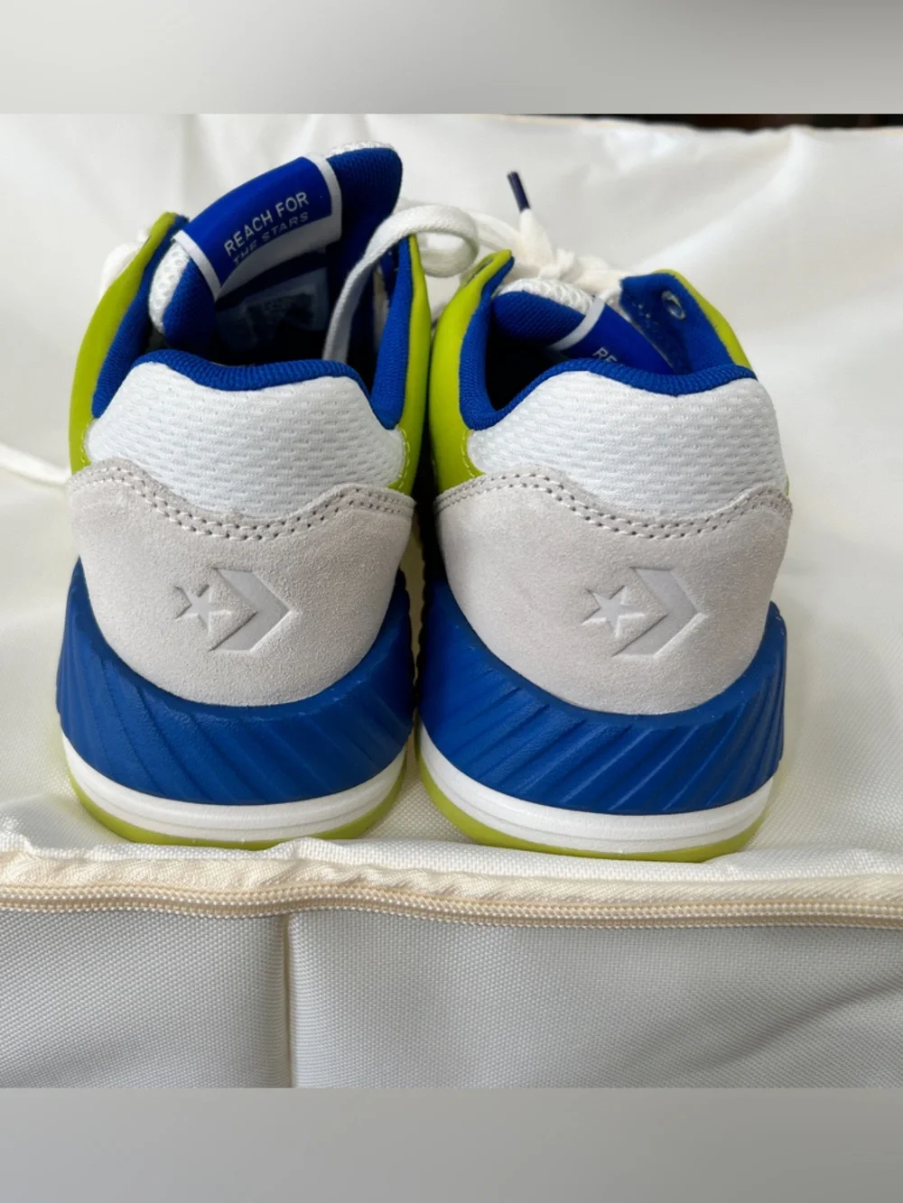 Converse White, Blue & Lime Sneakers - Picture 4 of 6